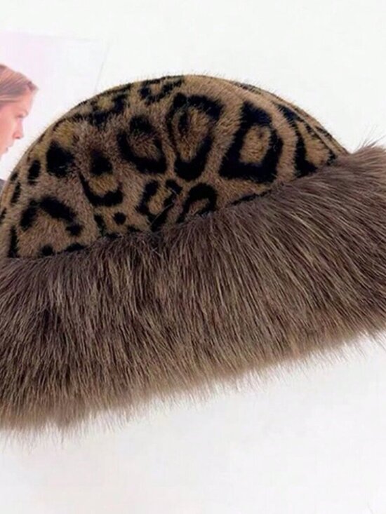 Multicolor Casual Women\'s Thick Warm Leopard Hat main image 4